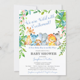 Safari Animals Vild Jungle Boy Shower Inbjudningar