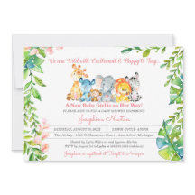 Safari Animals Vild Jungle Girl Baby Shower
