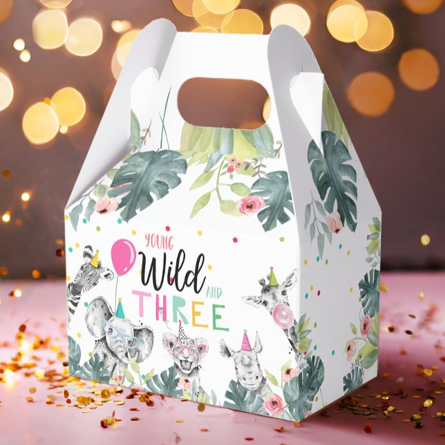 Safari Animals Vild och Tredagars Rosa Girl Girl Presentaskar (Skapare uppladdad)