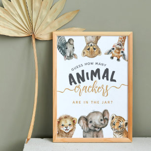 Safari animals vild one modern Baby Shower-match Poster