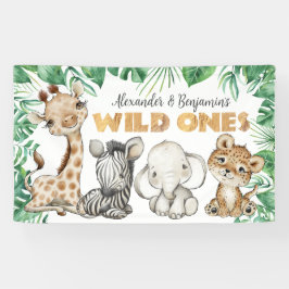 Safari Animals Vild Ones Birthday Banner