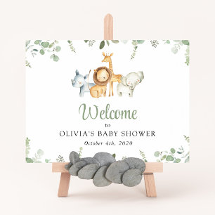 Safari Animals, Vilda djur, Baby Shower Welcome Poster