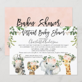 Safari Animals Virtuella inbjudan till babyvisning