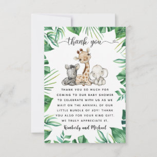 Safari Animals Watercolor Birthday   Babyskor Tack Kort