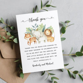 Safari Animals Watercolor Birthday I Baby Shower Tack Kort