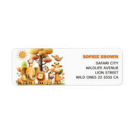 Safari Animals Watercolor Wildlife Return Address Returadress Etikett