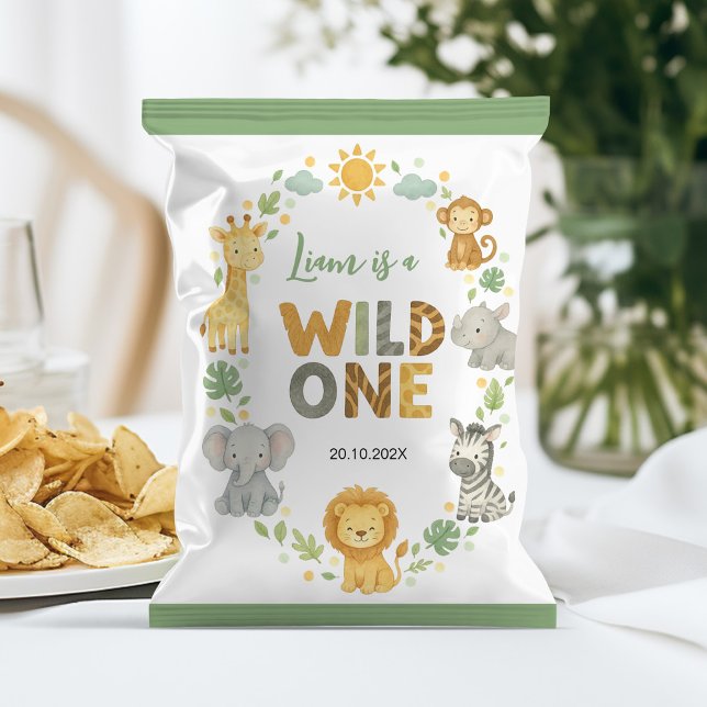 Safari Animals Wild One Birthday Chip Bag Wrapper Reklamblad (Skapare uppladdad)