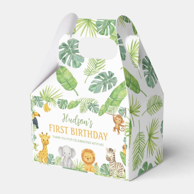 Safari Animals  Wild One Birthday Party Presentaskar (Framsidan Sidan)
