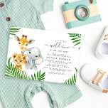 Safari Animals Wild One Gender Neutral Baby Shower Inbjudningar<br><div class="desc">A gender-neutral baby shower invitation. This design features a watercolor elephant, giraffe, and cheetah cub in green palm leaves. Your shower details appear to the right in modern script typography. It reads "A little wild one is on the way!". There is also faux gold confetti in the top left and...</div>