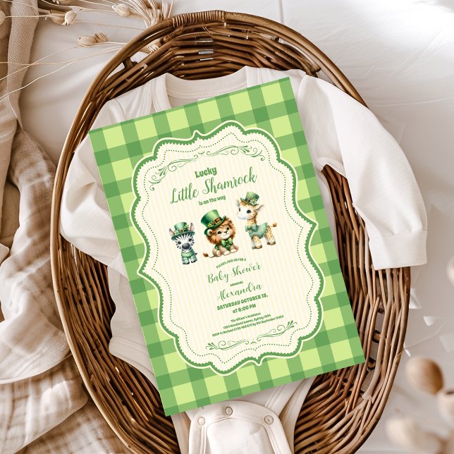 Safari Animlas Lucky Little Shamrock Baby Shower Inbjudningar (Skapare uppladdad)