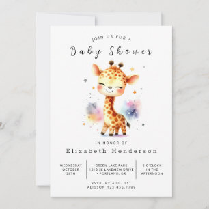Safari Anpassningsbar Giraffe Baby Shower Inbjudningar