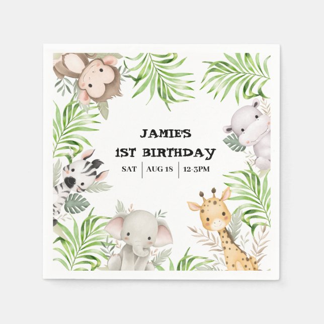 Safari Äventyr 1:a födelsedag Pappersservett (Framsidan)