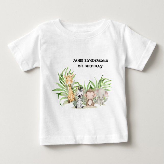 Safari Äventyr 1:a födelsedag T Shirt (Framsida)