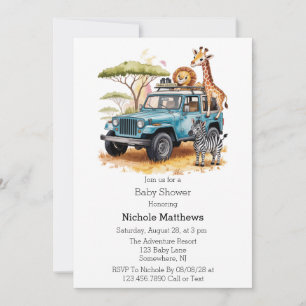 Safari Äventyr Boy Baby Shower Inbjudningar