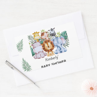 Safari-äventyrs Baby Shower Rektangulärt Klistermärke