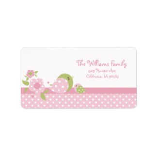 Safari Babiez Birdie Address Label Rosa Adressetikett