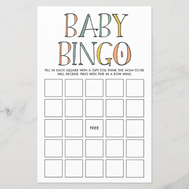 Safari Baby Bingo Game Flygblad (Framsidan)