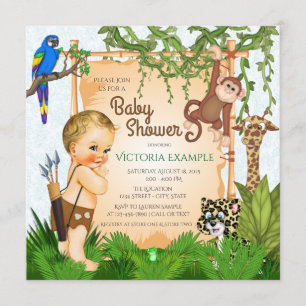 Safari Baby Boy Födelsedagsinbjudningar Inbjudningar