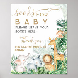 Safari Baby djur Baby Shower bokar för baby Poster