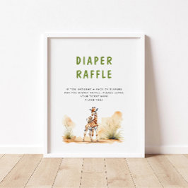 Safari Baby djur Baby Shower Diaper Raffle Poster