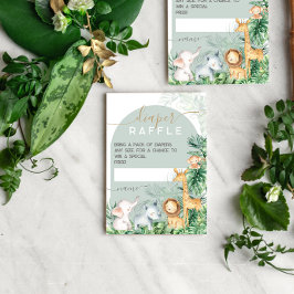 Safari Baby djur Baby Shower Diaper Raffle Tilläggskort