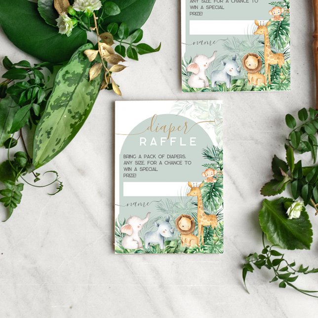Safari Baby djur Baby Shower Diaper Raffle Tilläggskort (Skapare uppladdad)
