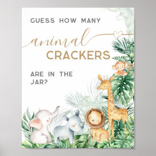 Safari Baby djur Baby Shower gissningsspel Poster