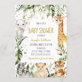 Safari Baby djur Baby Shower Inbjudningar