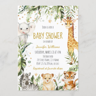 Safari Baby djur Baby Shower Inbjudningar