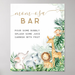 Safari Baby djur Baby Shower Mamma-osa pub Poster