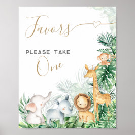 Safari Baby djur Baby Shower Sweet favors Poster