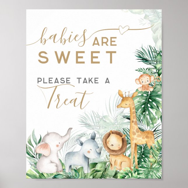 Safari Baby djur Baby Shower Sweet Treat Poster (Framsidan)