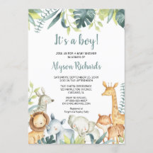 Safari baby djur Det är en pojkgreydusch