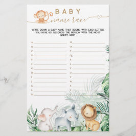 Safari Baby djur Greenery Baby namn tävling