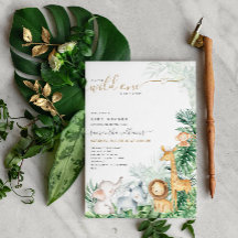 Safari Baby djur Greenery Baby Shower