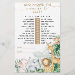 Safari Baby djur Greenery Baby Shower-spel