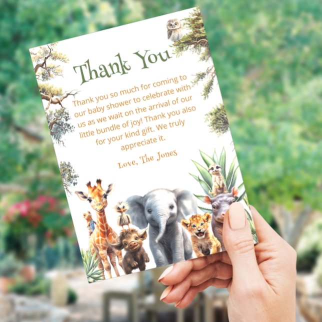 Safari Baby djur Greenery Baby Shower Tack (Skapare uppladdad)
