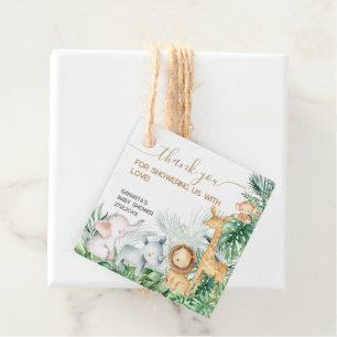 Safari Baby djur Greenery Baby Shower Tack Gåvor Etiketter