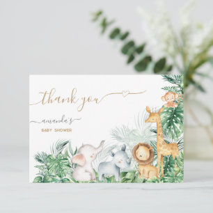 Safari Baby djur Greenery Baby Shower Tack Kort