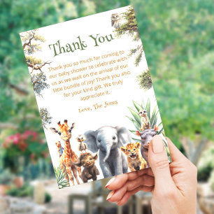 Safari Baby djur Greenery Baby Shower Tack Kort