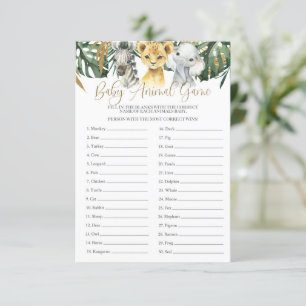 Safari Baby djur Guessing Game Baby Shower Inbjudningar