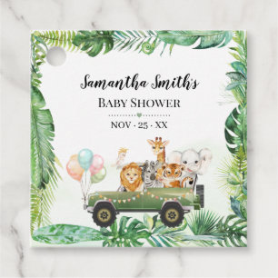 Safari Baby djur Jungle Tropical Baby Shower Gåvor Etiketter
