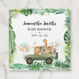 Safari Baby djur Jungle Tropical Baby Shower Gåvor Etiketter