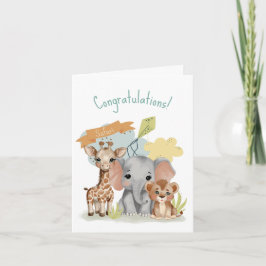 Safari Baby djur Shower Nyfödd bebis Kort