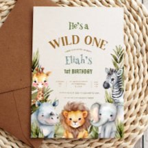 Safari Baby djur Vild en första födelsedag