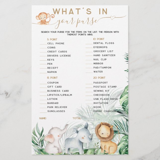 Safari Baby djur What's In Your Purse-spel (Framsida)