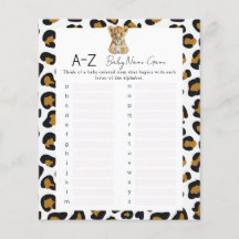 Safari Baby Namn Shower Game