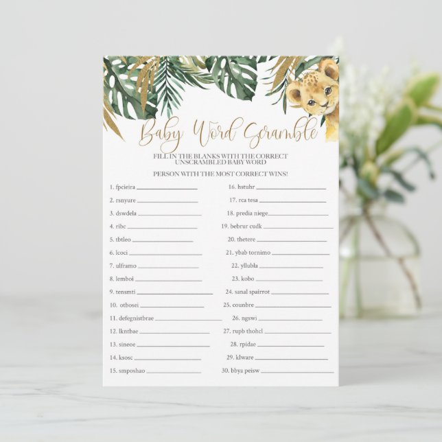 Safari Baby Ord-skammusslor för barn Inbjudningar (Stående Fram)