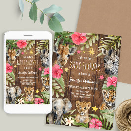 Safari Baby Shower Baby Animals Invitation Inbjudningar