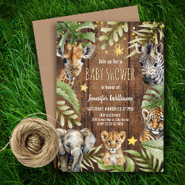 Safari Baby Shower Baby djur Inbjudningar